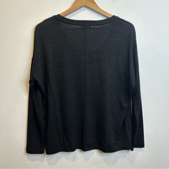 Dynamite Long Sleeve V-Neck Shirt with Lace Detail Black - Picture 5 of 5